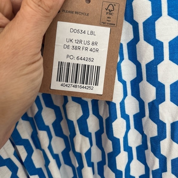 NWT Boden Knot Detail Jersey Mini Dress in Moroccan blue, Geo Azure - Picture 6 of 11